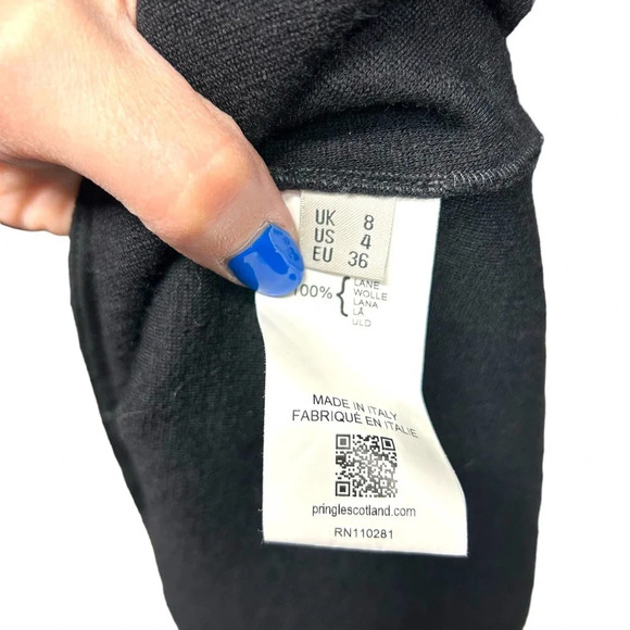 Pringle of Scotland for Shari's Black Grommet Neck Sweater Size US 4 - Picture 7 of 8